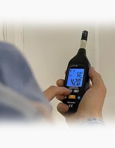 Higrómetro con Bluetooth. Determina la temperatura y humedad del ambiente. Controlador ambiental. Conservatis