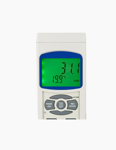 Meter for measuring thermal stress. Temperature and humidity. Dew point temperature. Wet bulb temperature. Conservatis