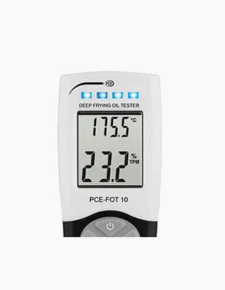Digital temperature meter. Food safety inspector. Conservatis