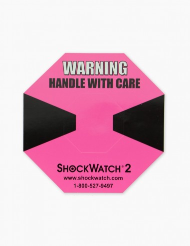 Shockwatch label. Companion Label 1 correspondent to the Shockwatch 2 5G (Pink) Shock indicators. Conservatis