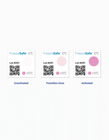Indicateur FreezeSafe. 0ªC. SpotSee. Analyser les basses températures. signal de vue. Indicateurs de température. Conservatis.