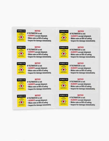 Tiltwatch. Tilt indicator labels. Companion Label number two. Tilt Indicators. Buy Online. Shipping tilt indicator. Conservatis