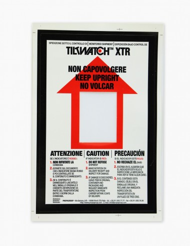 Tiltwatch. Companion Label with dissuasive effect of improper handling. Tilt Indicator Tiltwatch XTR. Conservatis
