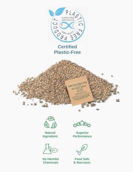 Micro-Pak Dri Clay® Kraft. Clay Kraft. Désiccant naturel biodégradable FSC - Conservatis