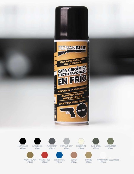 Brunitura a freddo. Spray per brunitura di armi. Colori disponibili - Conservatis