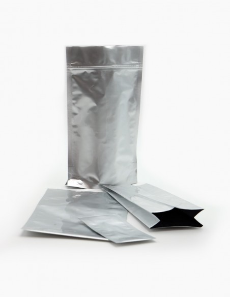 Bolsas de aluminio.  Aluminio laminado. Tipos: Doypack, bolsas zip, bolsas planas, bolsas con fuelles. Conservatis