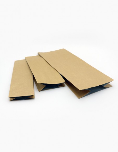 Sacchetti con soffietti. Diverse misure e modelli di sacchi a soffietto laminati in alluminio Kraft. Sacchetti Kraft - Consevati