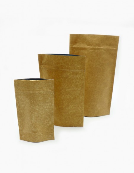 Kraft bag. DoyPack Kraft Bags.  multiple sizes. Zip lock bags - Conservatis