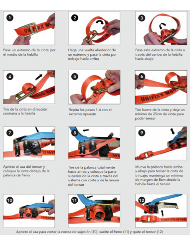 Instructions d'utilisation de la boucle avec la sangle d'arrimage