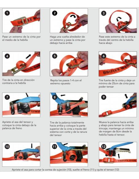 Instructions d'utilisation de la boucle avec la sangle d'arrimage